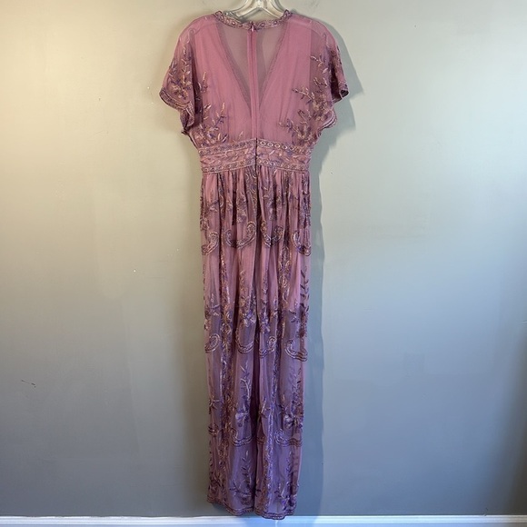 Altar'd State Mariska Lace Embroidered Maxi Dress Lilac Purple Size S Fairy - Picture 4 of 16